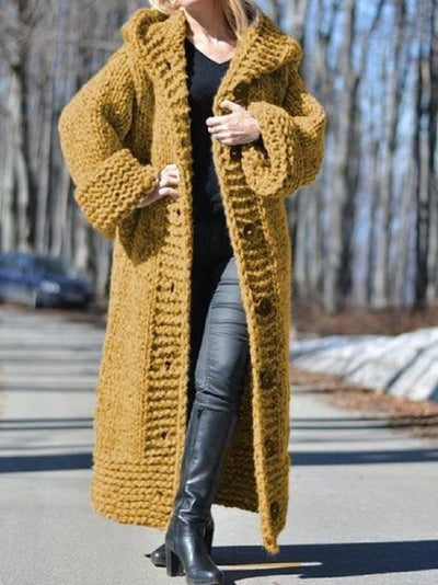 Thick Hooded knit cardigan
