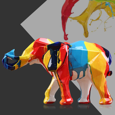 Colorful Contemporary Art Elephant Figurine