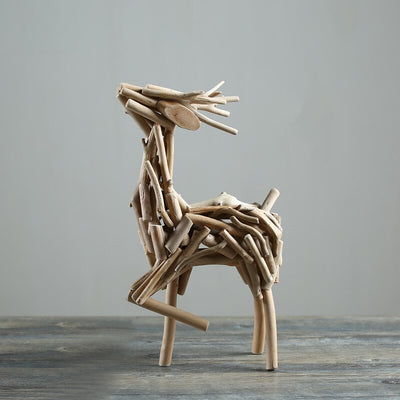 100% Recycled Wood Deer Figurines