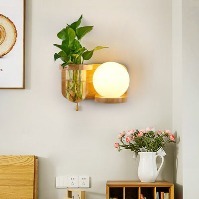 Nordic Wooden Bedroom Wall Lamp