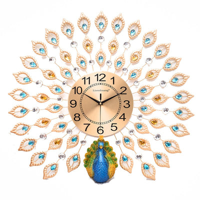Golden Peacock Wall Clock