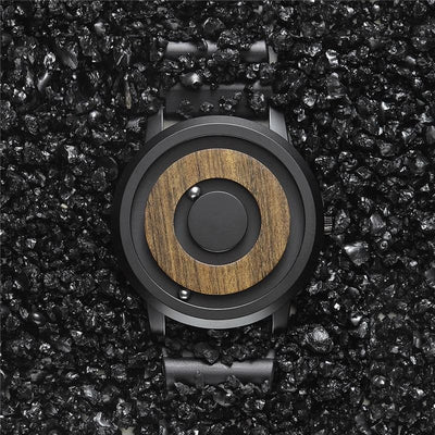 Minimalist Magnetic Wood Dial Handless Watch