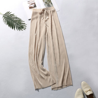 Ultra-Comfort Wide Legged Elastic High Waist Pants