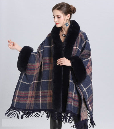Loose Plaid Faux Fur Winter Coat