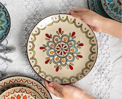 Colorful Mandala Ceramic Dinner Plates