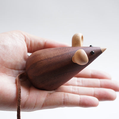 Wooden Cat and Mouse Figurines