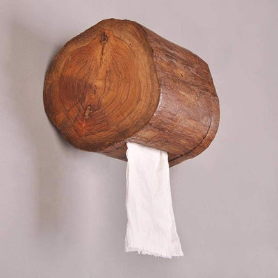 Secret Log Wooden Toilet Paper Holder