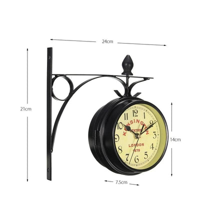 Off to Bedfordshire Double Sided Antique Station Wall Clock
