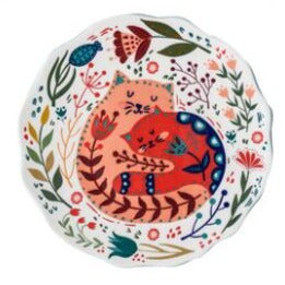 8 inch Colorful Nordic Handpainted Cat Ceramic Dinner Plate