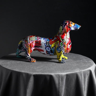Colorful Contemporary Art Dachshund Figurine