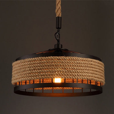 Industrial Metal and Rope Ceiling Light