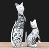 Black and White Floral Siamese Cat Figurine