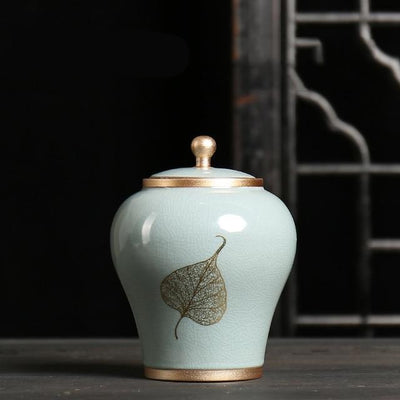 Gold Leaf Ceramic Container