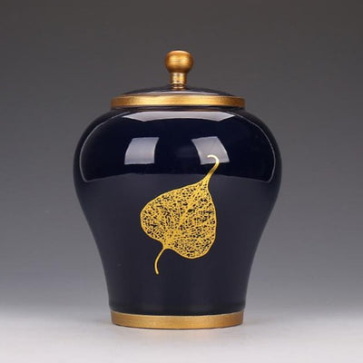 Gold Leaf Ceramic Container
