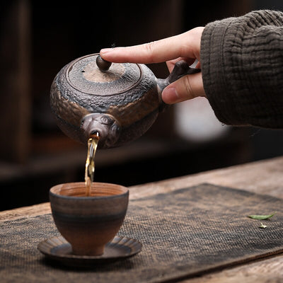 Japanese Taoism Handmade Side Handle Deadwood Kettle