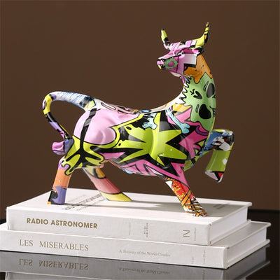 Colorful Graffiti Cow Figurine