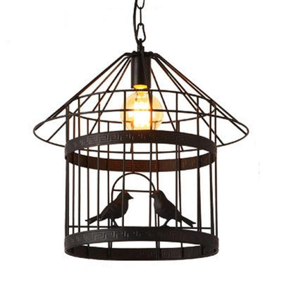Caged Bird Retro Wrought Iron Pendant Light