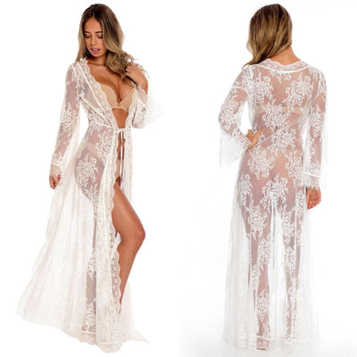 Transparent Sexy Lace Beach Cover Up