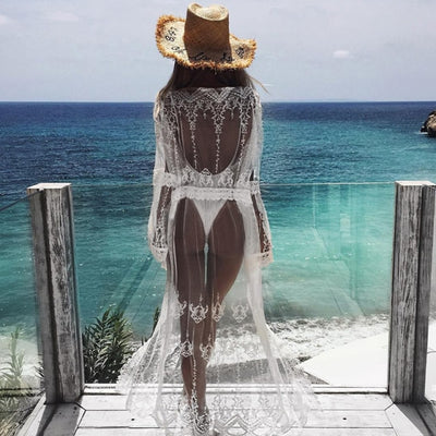 Transparent Sexy Lace Beach Cover Up