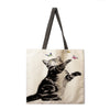 Watercolor Art Cat Linen Shopping Bag
