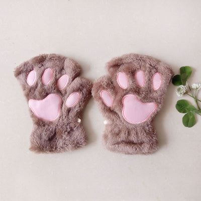 Cute Cat Paw Plush Mittens
