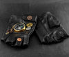 Steampunk Compass Gears Fingerless Leather Gloves