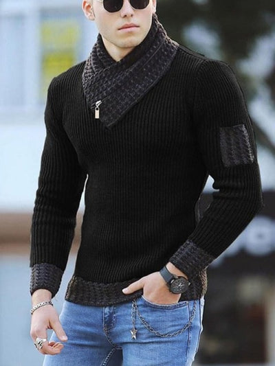 Men's Scarf Collar Sweater