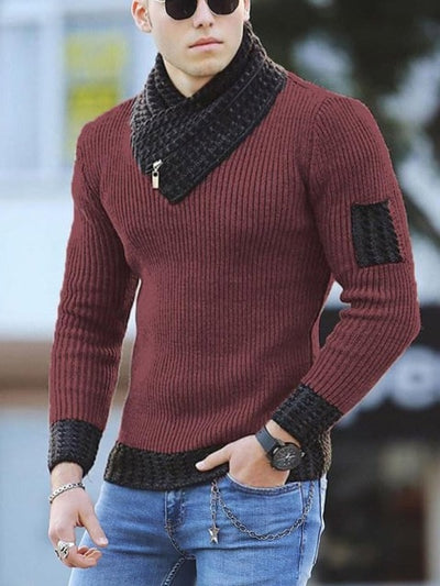 Men's Scarf Collar Sweater