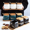 Ceramic and Wood Kitchen Jar Set with Wooden Tray