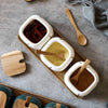 Ceramic and Wood Kitchen Jar Set with Wooden Tray