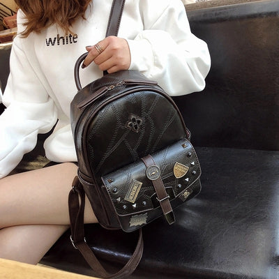 Vintage Women's Leather Travel Backpack