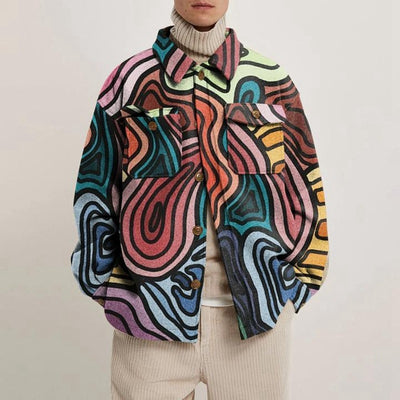 Abstract Print Streetwear Coat
