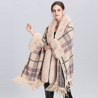 Loose Plaid Faux Fur Winter Coat