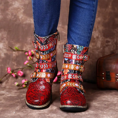 Retro Printed Women's Boots